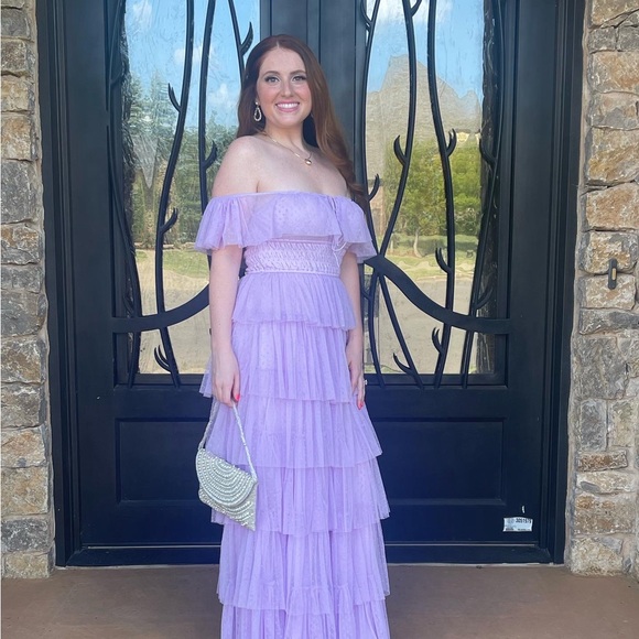 Baltic Born Valora Swiss Dot Tulle Elegant Lavender Maxi Dress Small S - Picture 7 of 8